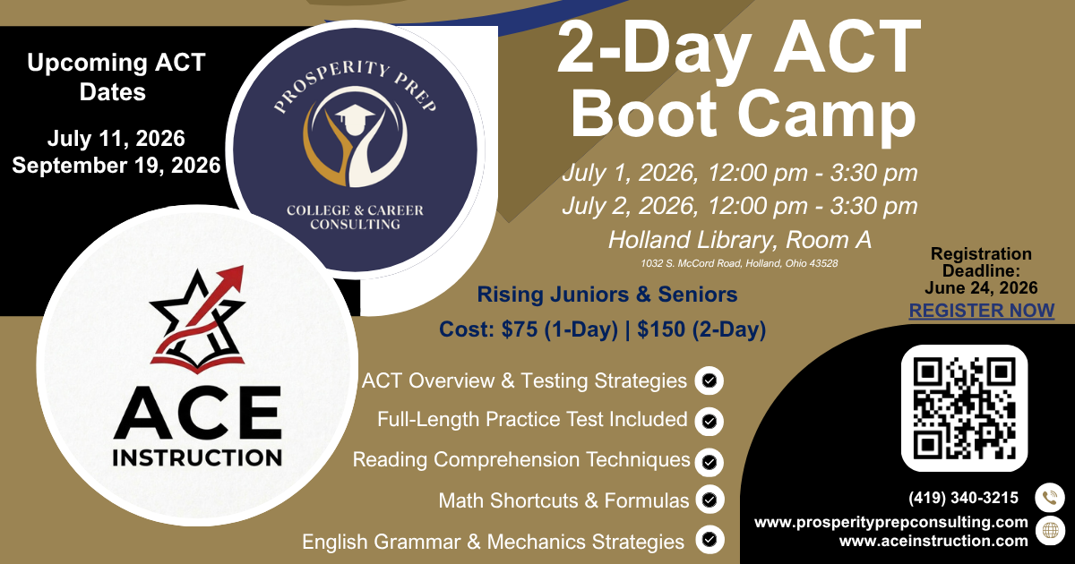 2-Day ACT Boot Camp — July 1 & 2, 2026, Holland Library